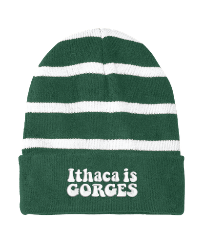 [STC31-Forest Green/White] Ithaca is Gorges Beanie - Green and White